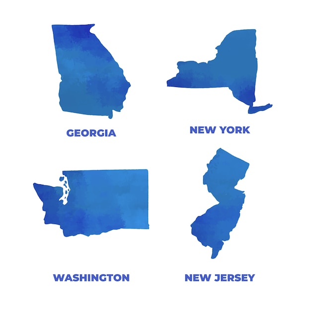 Ilustración de mapa de contorno de estados de estados unidos dibujados a mano