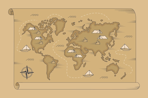 Ilustración de mapa del mundo dibujado a mano