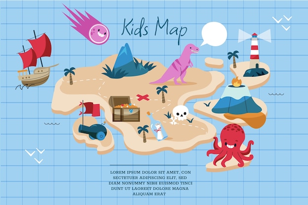 Ilustración de mapa de niños dibujados a mano