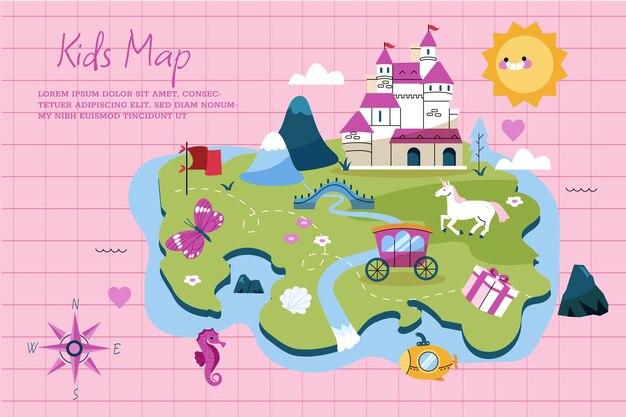 Ilustración de mapa de niños dibujados a mano