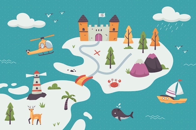 Ilustración de mapa de niños dibujados a mano