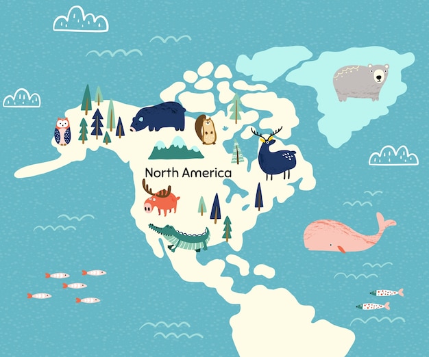 Ilustración de mapa de niños dibujados a mano