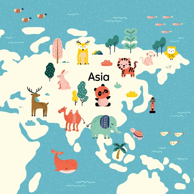 Ilustración de mapa de niños dibujados a mano