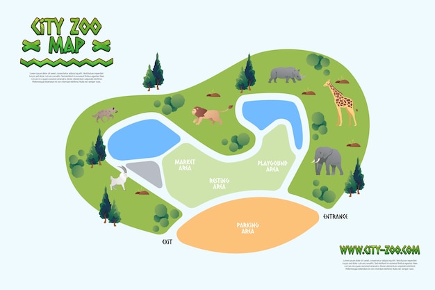 Ilustración de mapa de zoo degradado