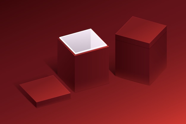 Ilustración de maqueta de caja de cubo degradado