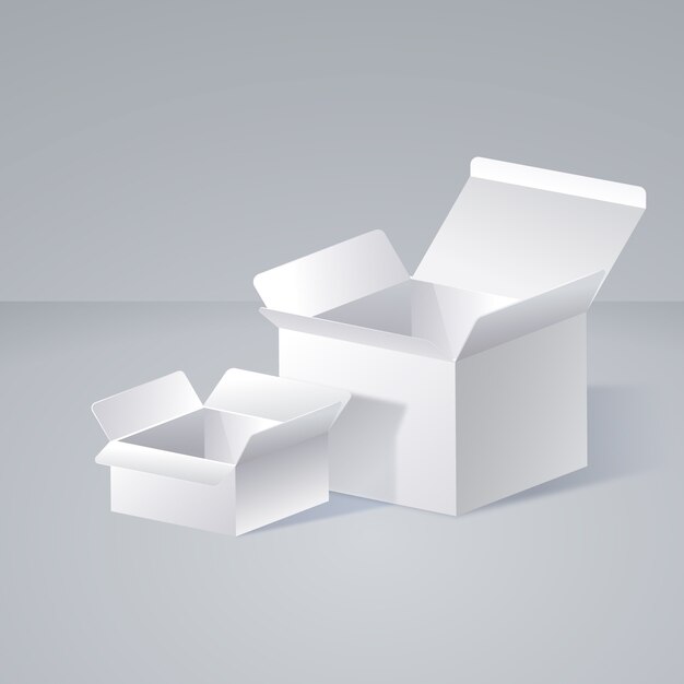 Ilustración de maqueta de caja de cubo realista