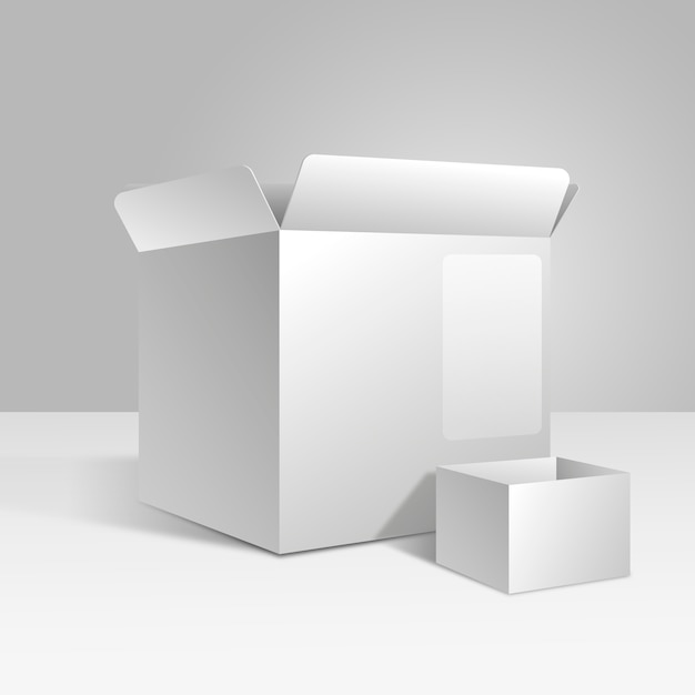 Ilustración de maqueta de caja de cubo realista