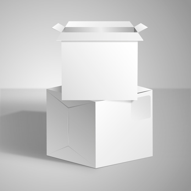 Vector gratuito ilustración de maqueta de caja de cubo realista