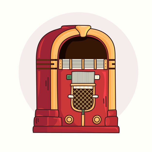 Ilustración de máquina de discos dibujada a mano