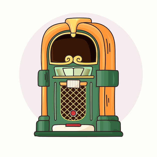 Ilustración de máquina de discos dibujada a mano