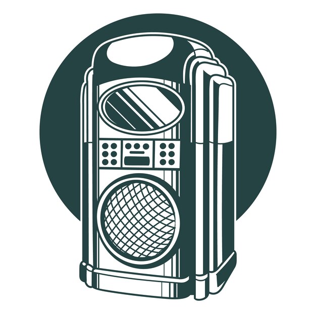 Ilustración de máquina de discos dibujada a mano