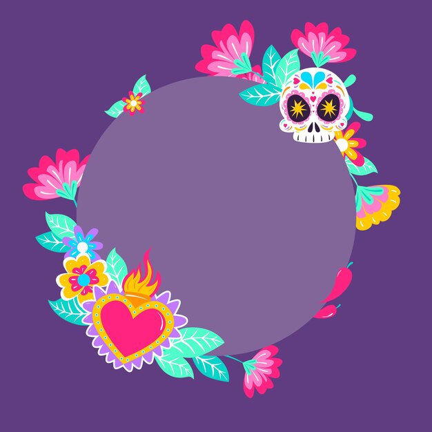 Ilustración de marco de dia de muertos