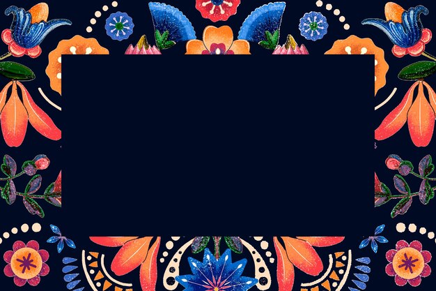 Ilustración de marco de flor étnica mexicana