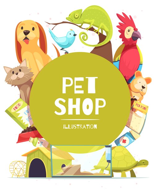 Ilustración de marco de tienda de mascotas