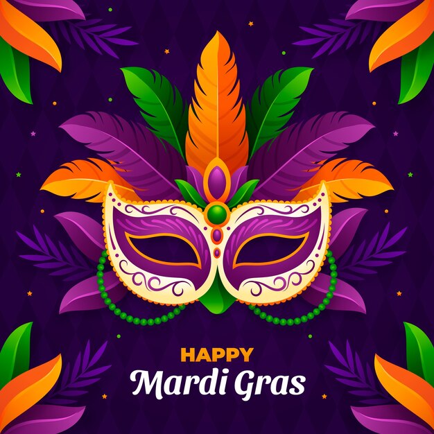 Ilustración del Mardi Gras en gradiente