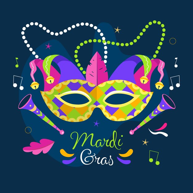 Ilustración de mardi gras plana