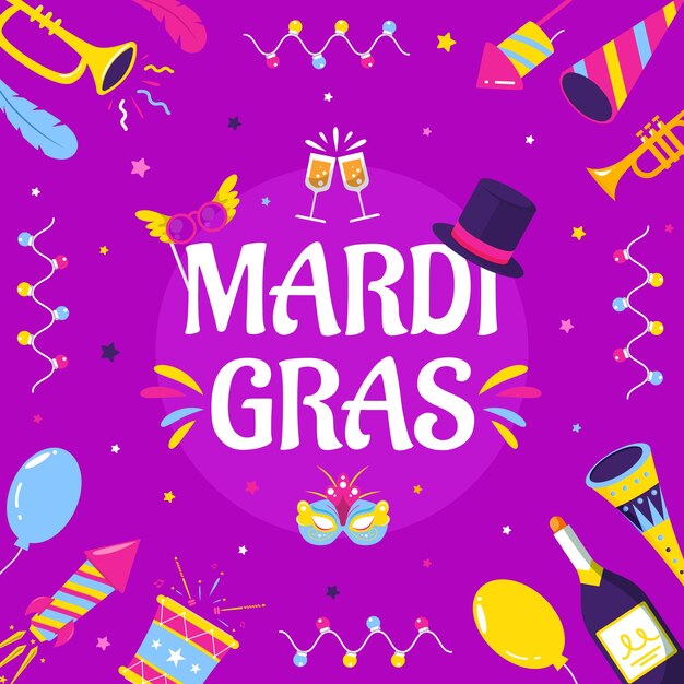 Ilustración de mardi gras plana