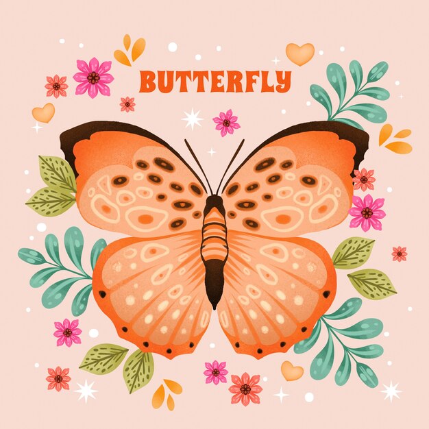 Ilustración de mariposa en acuarela