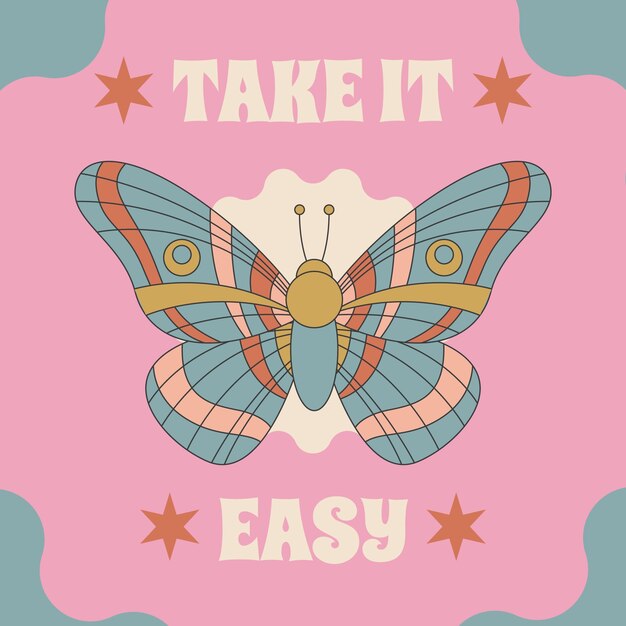Ilustración de mariposa retro dibujada a mano