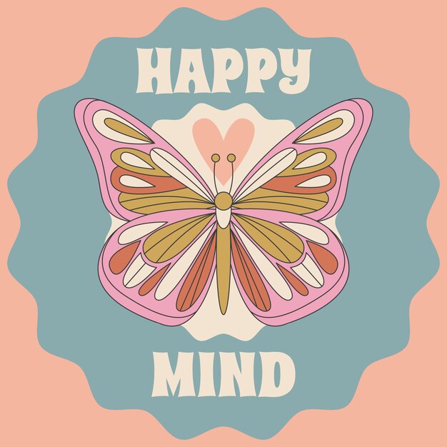 Ilustración de mariposa retro dibujada a mano