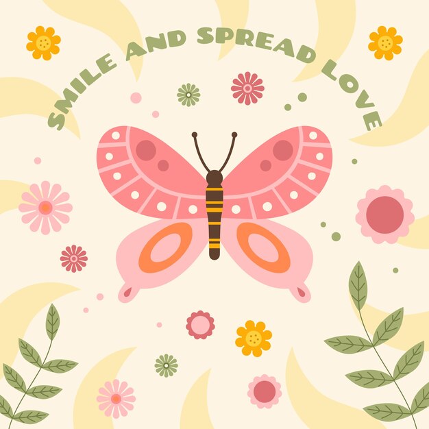 Ilustración de mariposa retro dibujada a mano