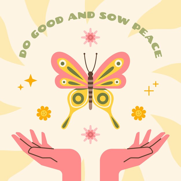 Ilustración de mariposa retro dibujada a mano