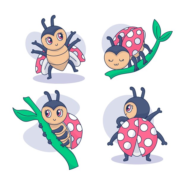 Ilustración de mariquita de dibujos animados dibujados a mano