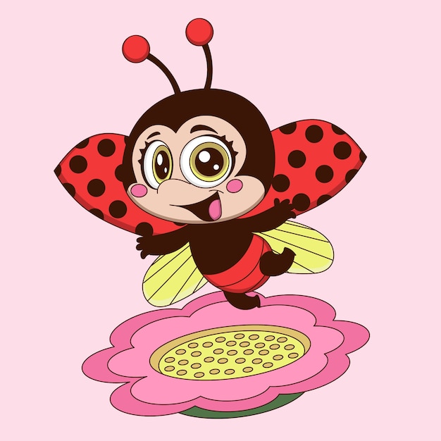 Ilustración de mariquita de dibujos animados dibujados a mano