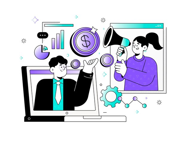 Ilustración de marketing de afiliación de gradiente
