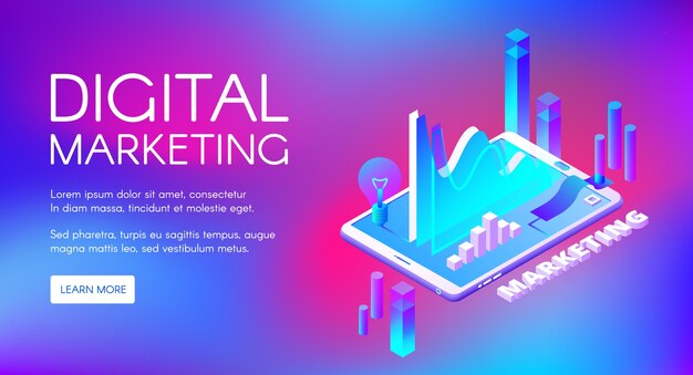 Ilustración de marketing digital de investigación y desarrollo de mercado de negocios.