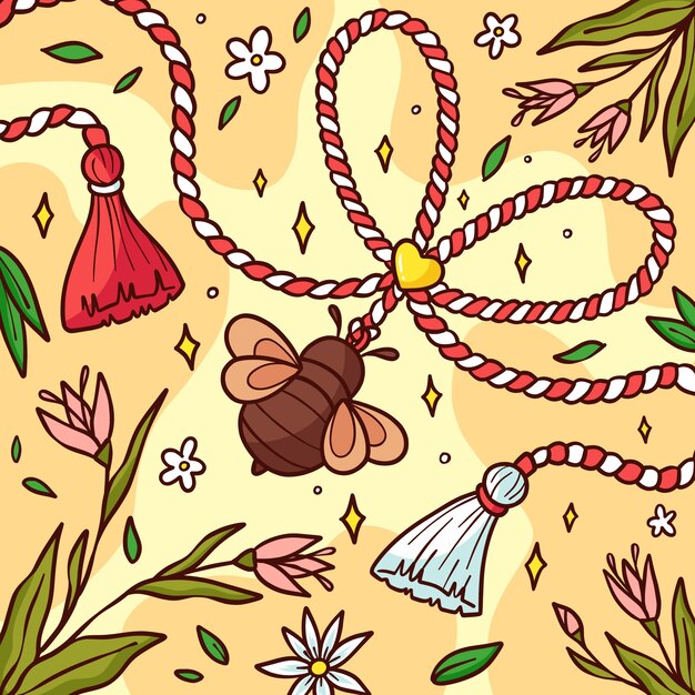 Ilustración martisor dibujada a mano