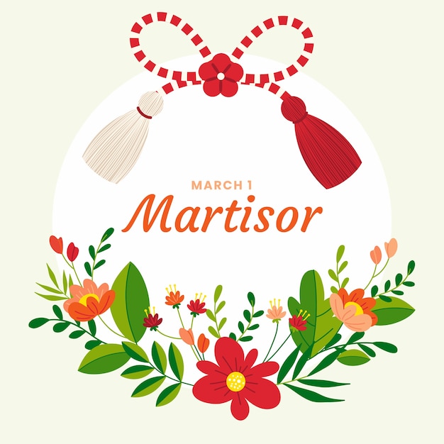 Vector gratuito ilustración martisor plana