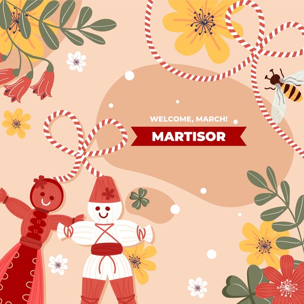 Ilustración martisor plana