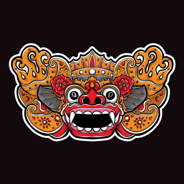 Ilustración de máscara de barong balinés