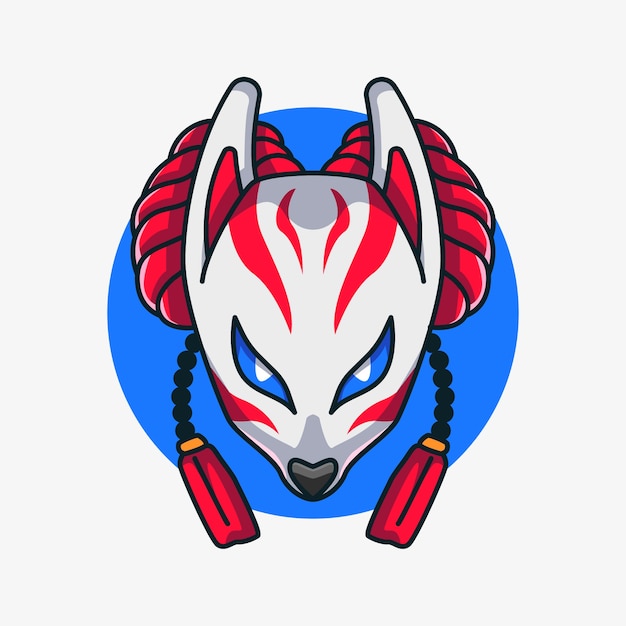 Vector gratuito ilustración de máscara kitsune dibujada a mano