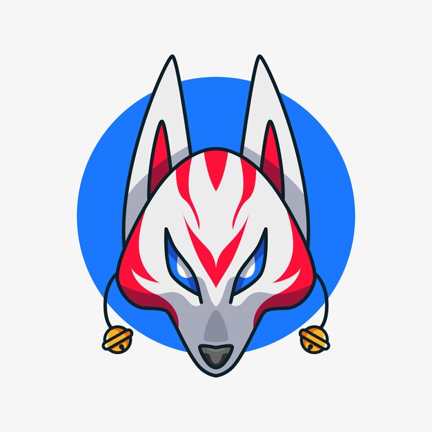 Ilustración de máscara kitsune dibujada a mano