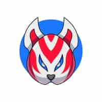 Vector gratuito ilustración de máscara kitsune dibujada a mano
