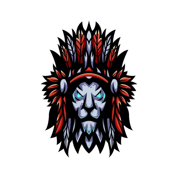 Ilustración de mascota de león apache