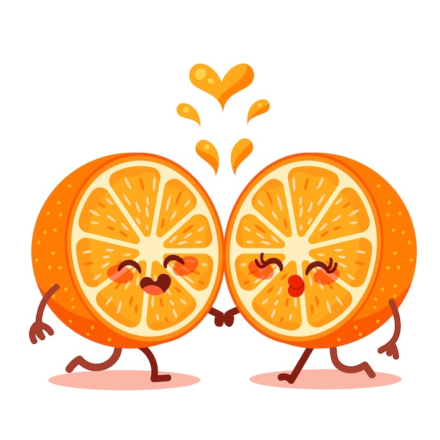 Ilustración de media naranja dibujada a mano