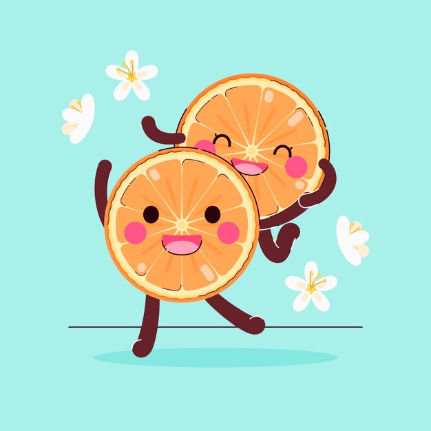 Ilustración de media naranja dibujada a mano