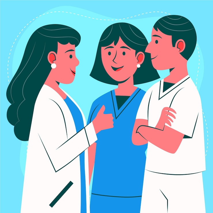 Vector gratuito ilustración de médicos y enfermeras planas orgánicas