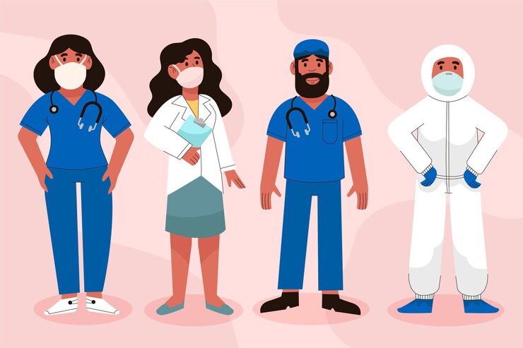Vector gratuito ilustración de médicos y enfermeras