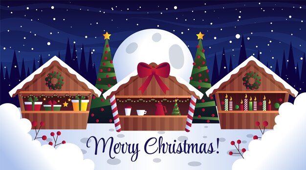 Ilustración de mercado de navidad degradado