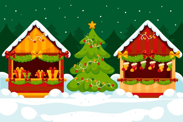 Ilustración de mercado de navidad degradado