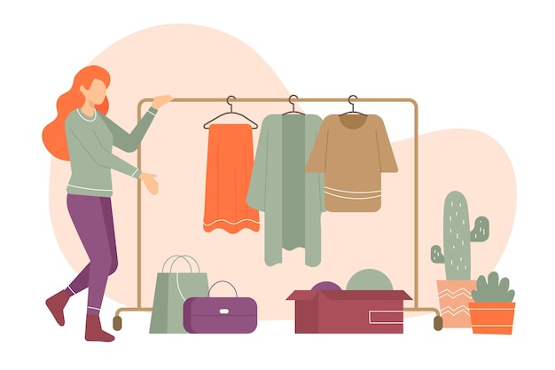 Ilustración de mercado de pulgas dibujado a mano plana
