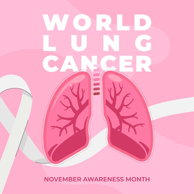 Vector gratuito ilustración del mes de concientización sobre el cáncer de pulmón plano
