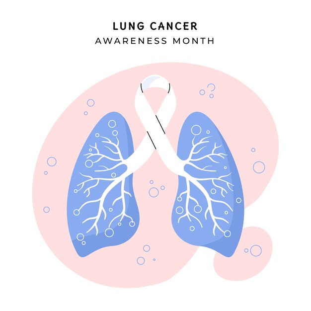 Ilustración del mes de concientización sobre el cáncer de pulmón plano