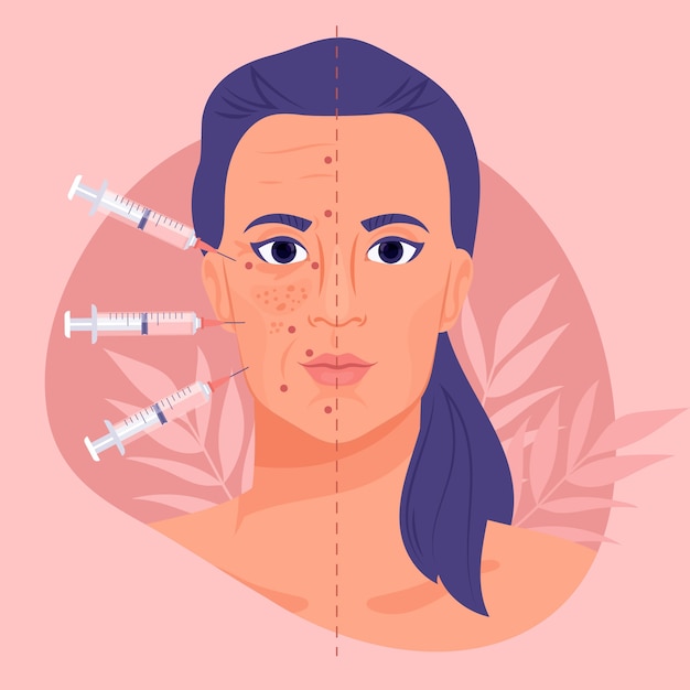Ilustración de mesoterapia de diseño plano dibujado a mano