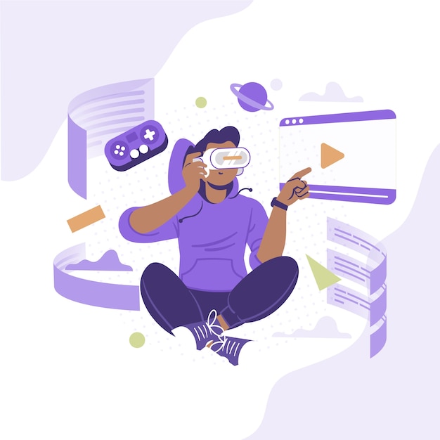 Ilustración del metaverso de diseño plano dibujado a mano
