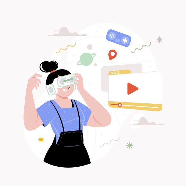 Ilustración de metaverso de diseño plano dibujado a mano